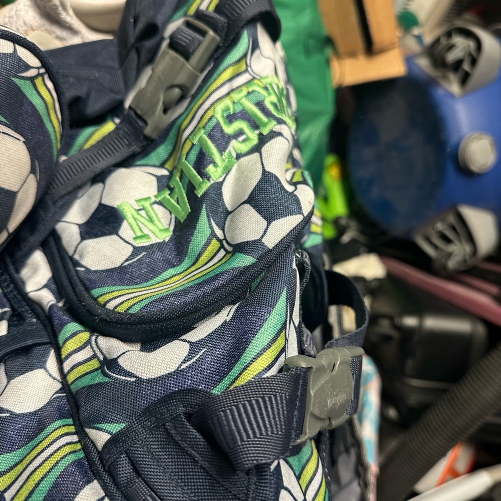 Pottery Barn Kids Soccer Backpack - Navy and Lime